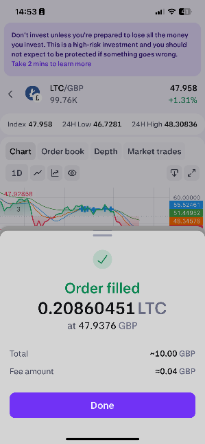 Order filled confirmation